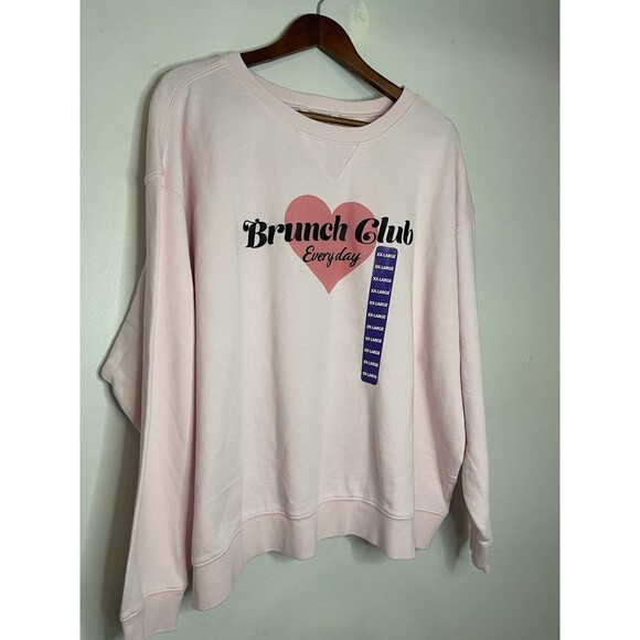 Wildfox Women's XXL Brunch Club Everyday Pink Sweatshirt NWT Crewneck Pullover - Picture 2 of 7